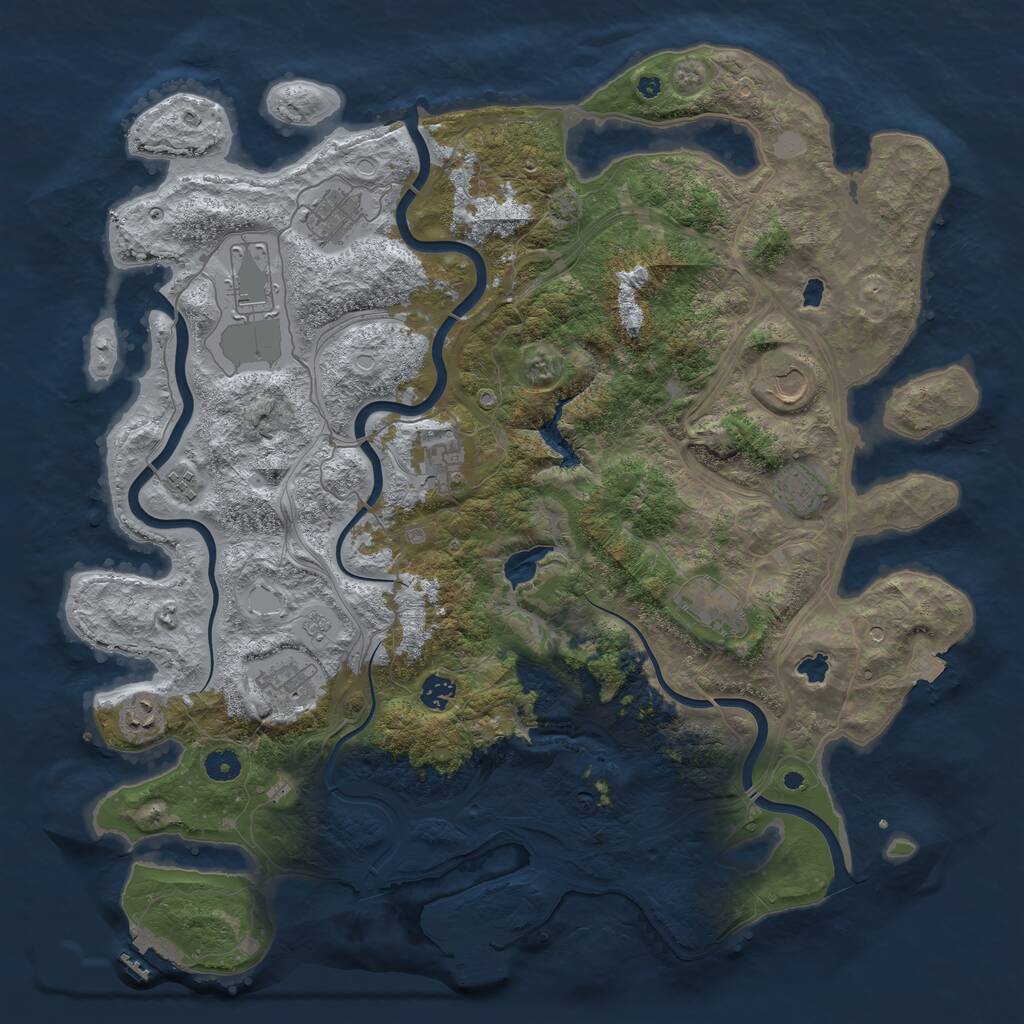 Rust Map: Procedural Map, Size: 4500, Seed: 853014095, 16 Monuments
