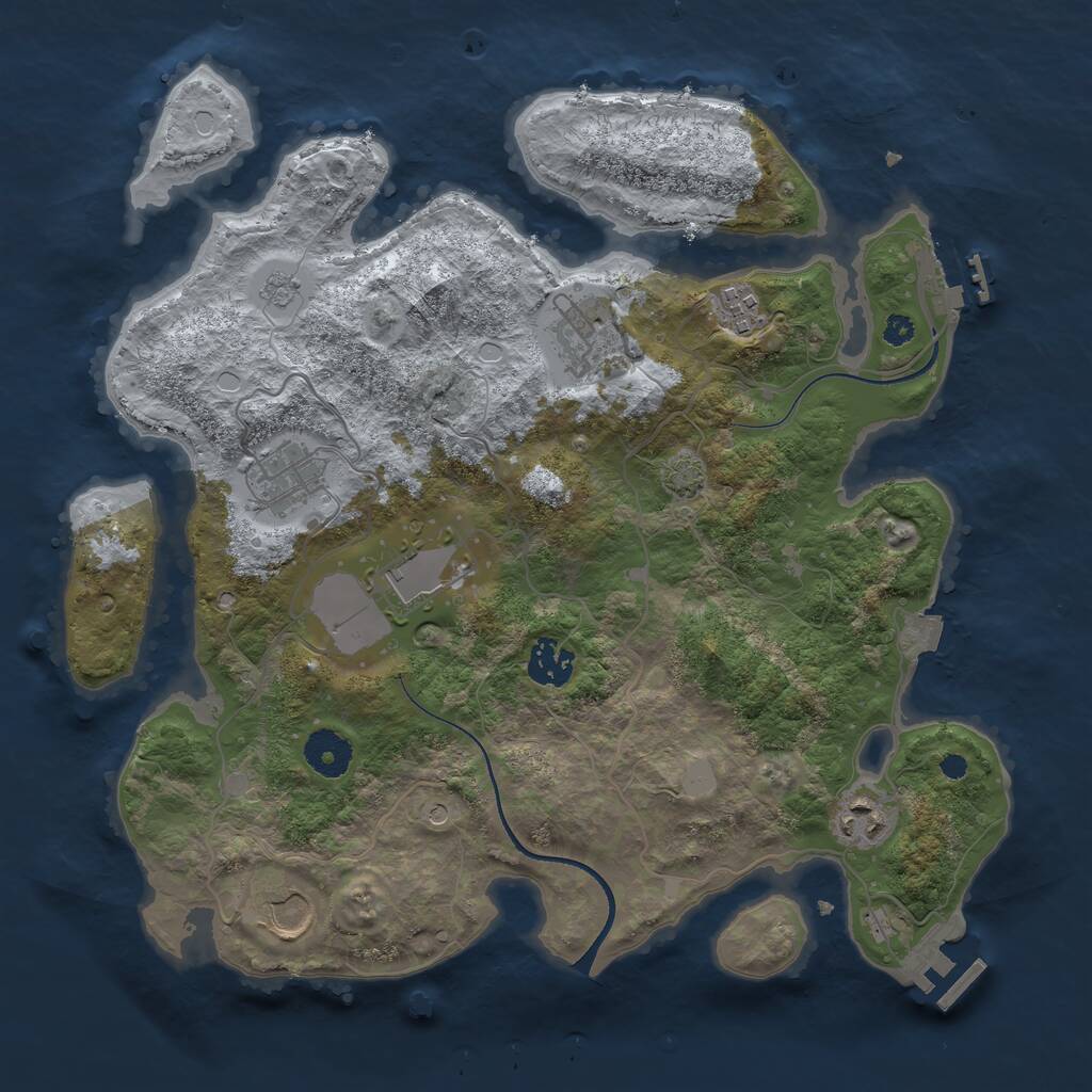 Rust Map: Procedural Map, Size: 3500, Seed: 1462564105, 13 Monuments