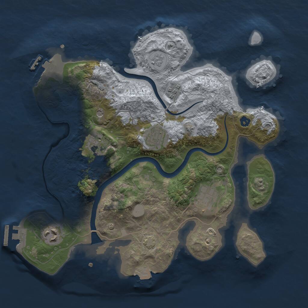 Rust Map: Procedural Map, Size: 3000, Seed: 1825767743, 11 Monuments