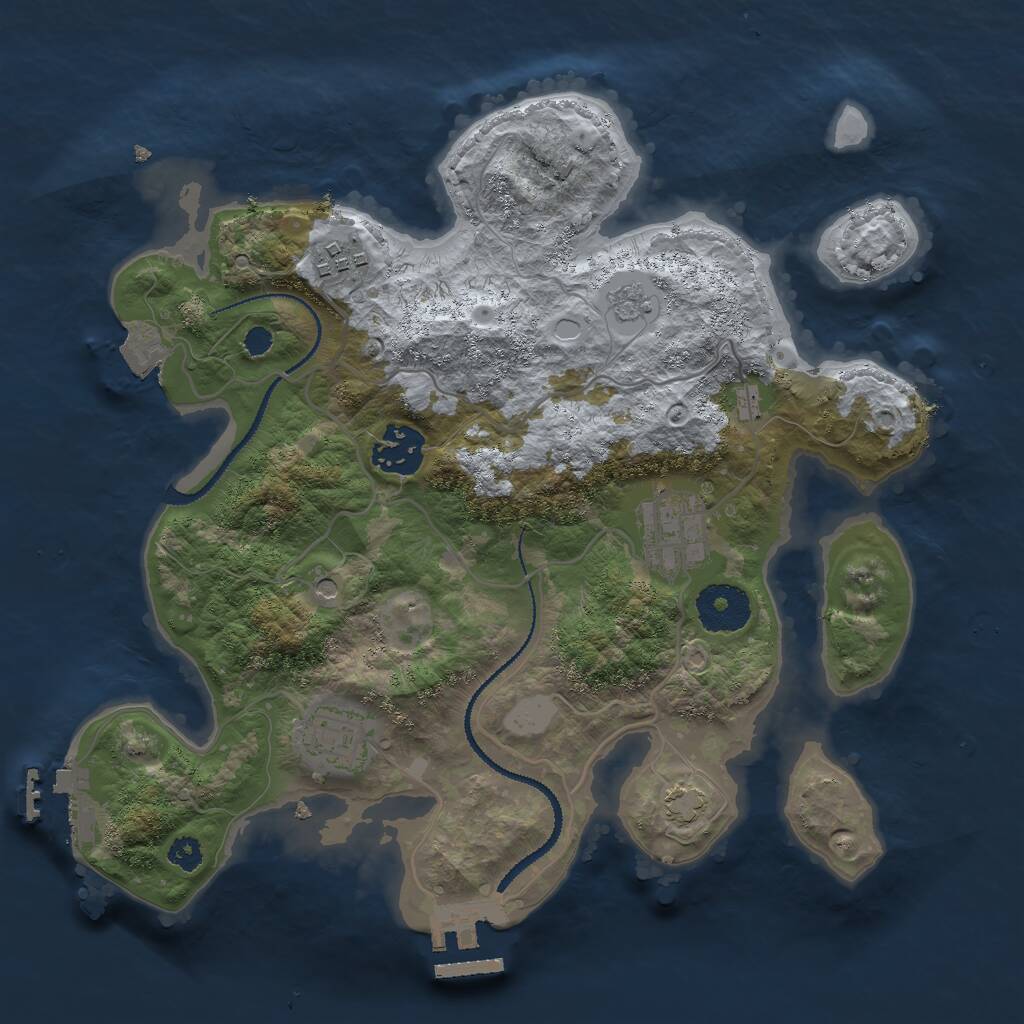 Rust Map: Procedural Map, Size: 3000, Seed: 1825767743, 10 Monuments