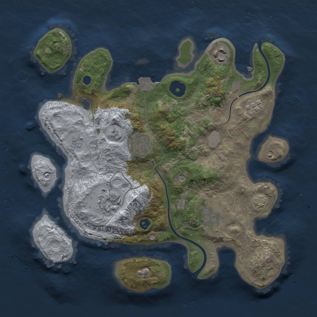 Rust Map: Procedural Map, Size: 3000, Seed: 2062673657, 9 Monuments