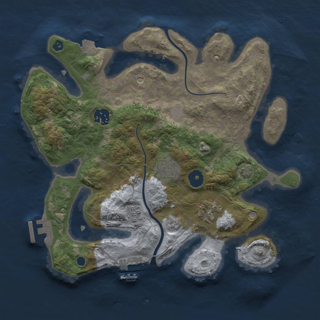 Rust Map: Procedural Map, Size: 3000, Seed: 1492388449, 9 Monuments