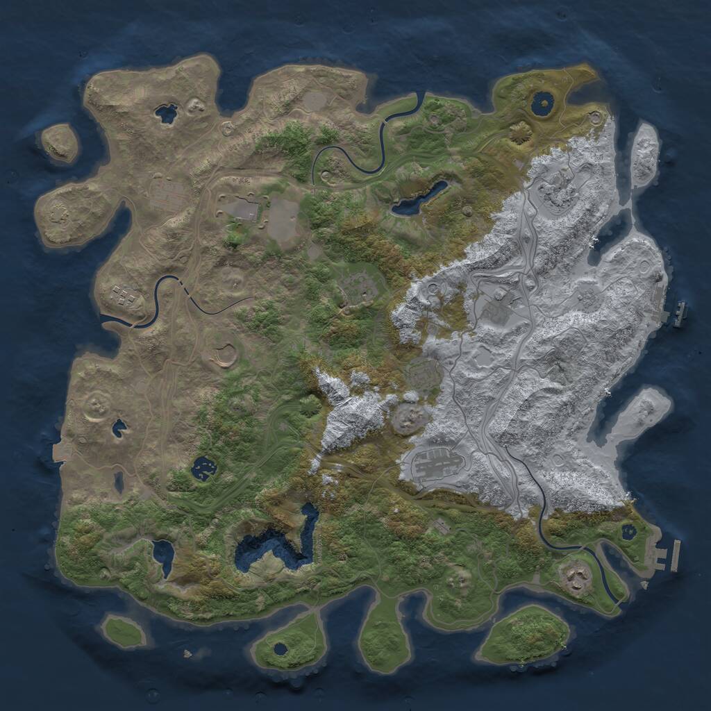 Rust Map: Procedural Map, Size: 4500, Seed: 606855922, 17 Monuments