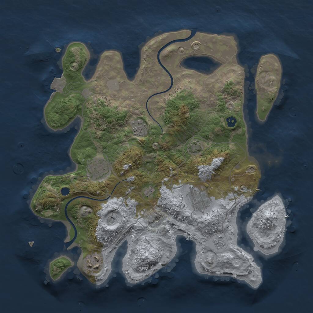 Rust Map: Procedural Map, Size: 3000, Seed: 824376, 8 Monuments