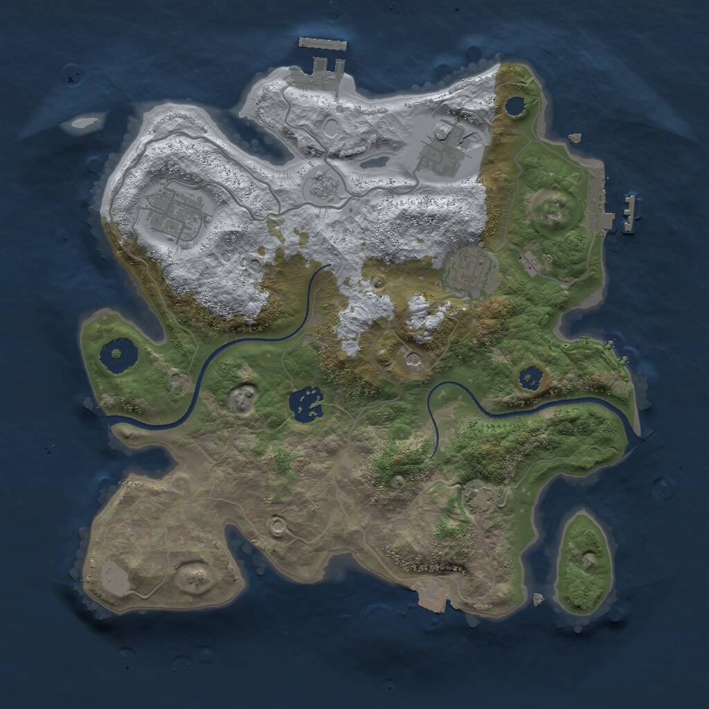 Rust Map: Procedural Map, Size: 3000, Seed: 54249, 10 Monuments