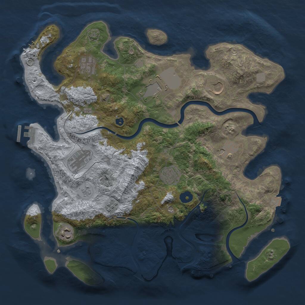 Rust Map: Procedural Map, Size: 3700, Seed: 760937263, 13 Monuments
