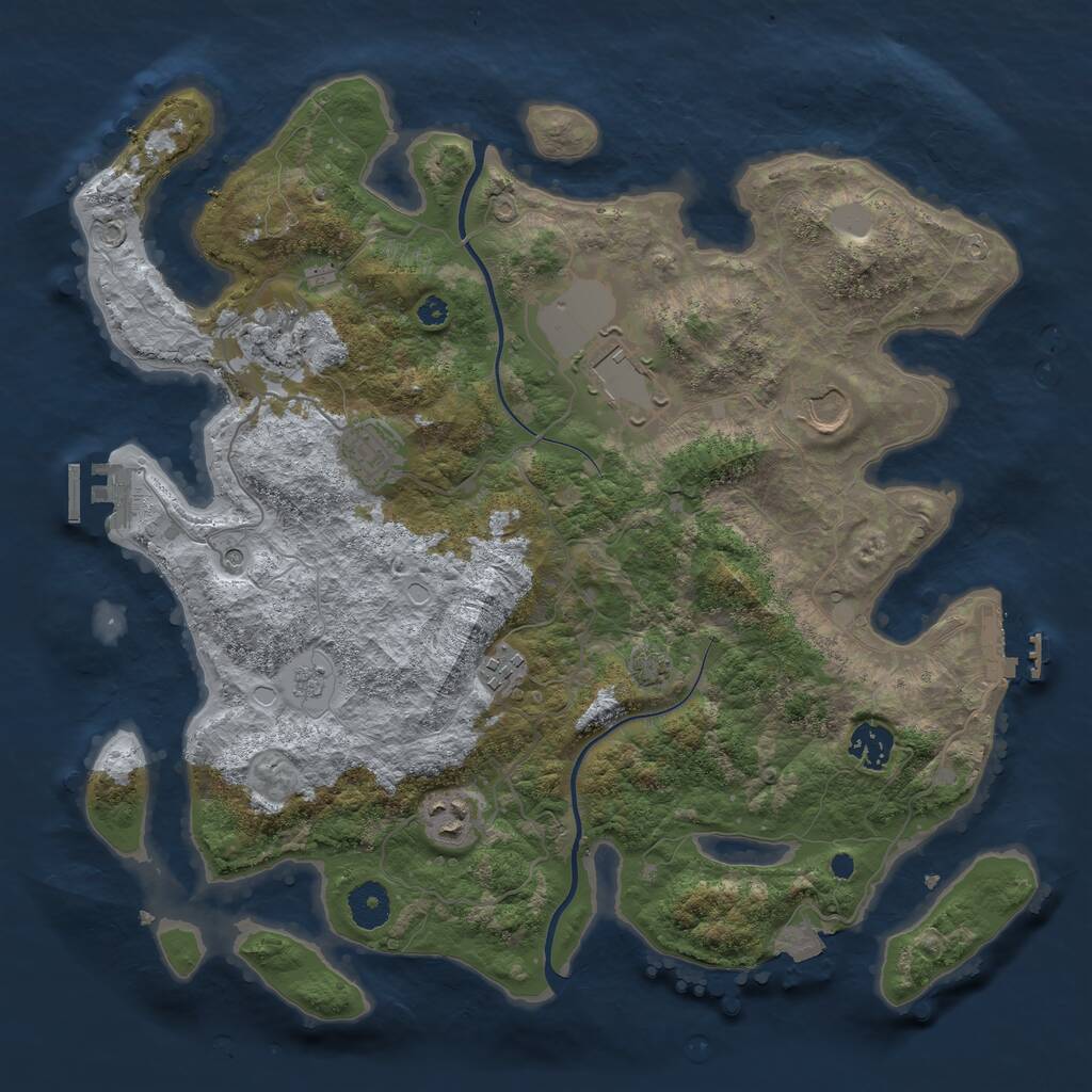 Rust Map: Procedural Map, Size: 3700, Seed: 760937263, 13 Monuments