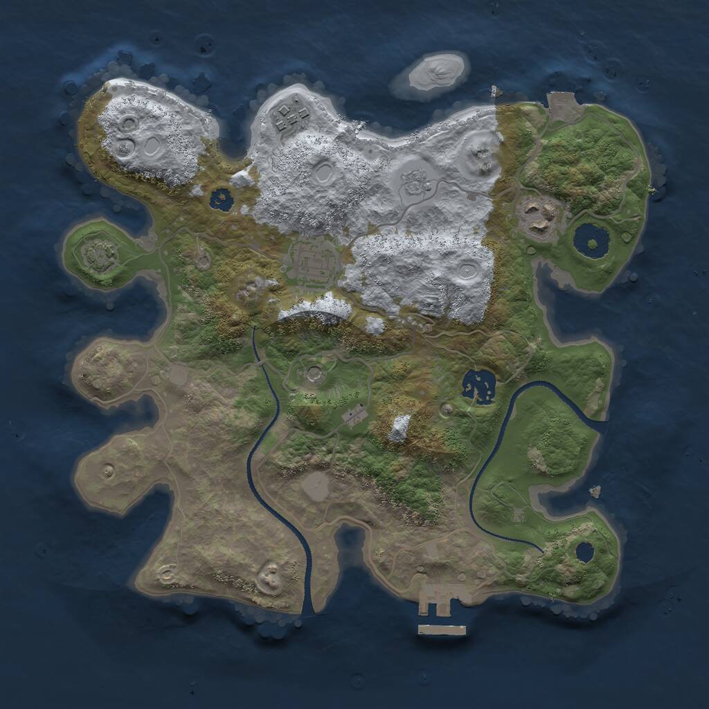 Rust Map: Procedural Map, Size: 3000, Seed: 714064192, 9 Monuments