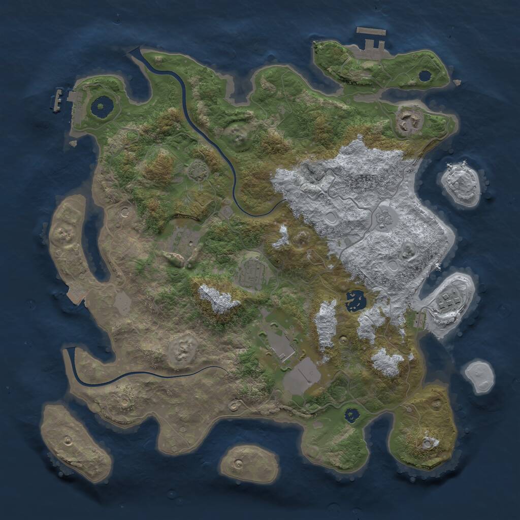 Rust Map: Procedural Map, Size: 3600, Seed: 1152941719, 12 Monuments