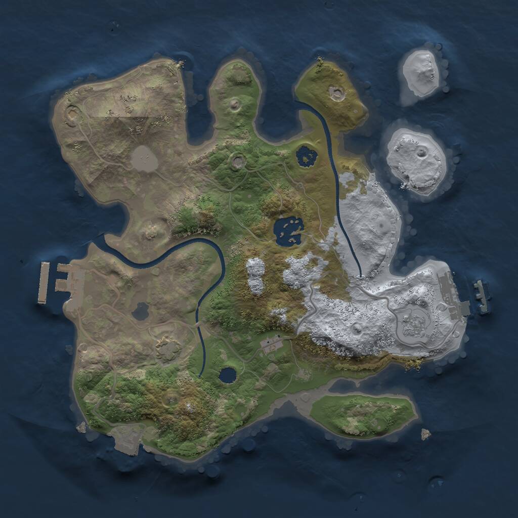 Rust Map: Procedural Map, Size: 2500, Seed: 221080, 6 Monuments