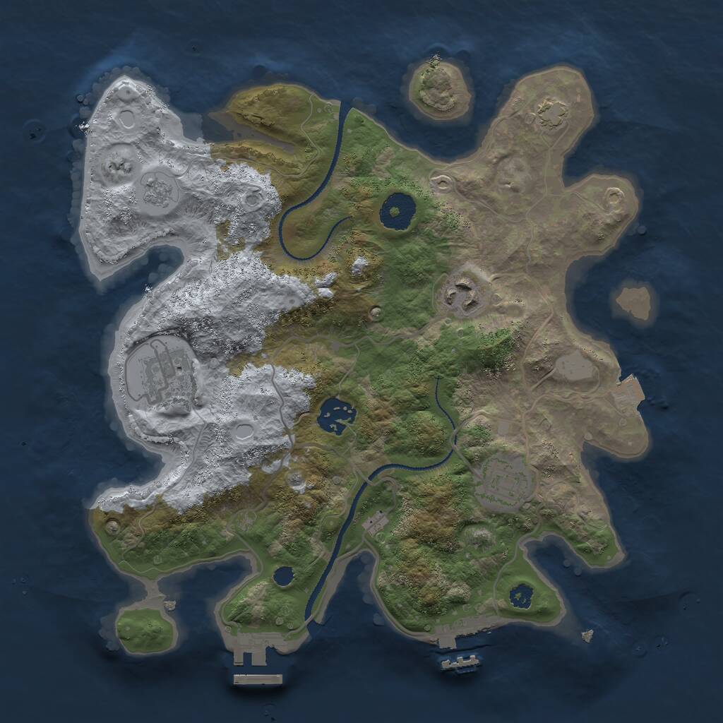 Rust Map: Procedural Map, Size: 3000, Seed: 243145336, 9 Monuments