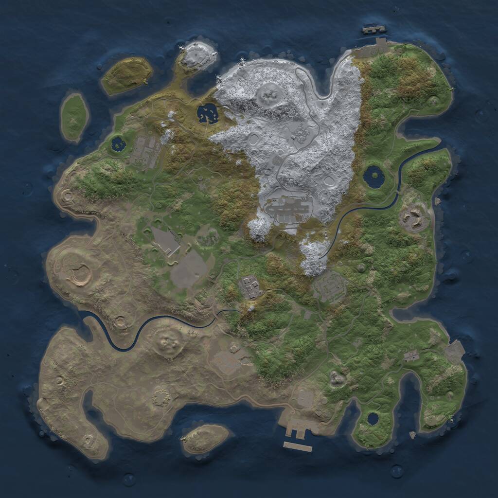 Rust Map: Procedural Map, Size: 3500, Seed: 1688799066, 14 Monuments