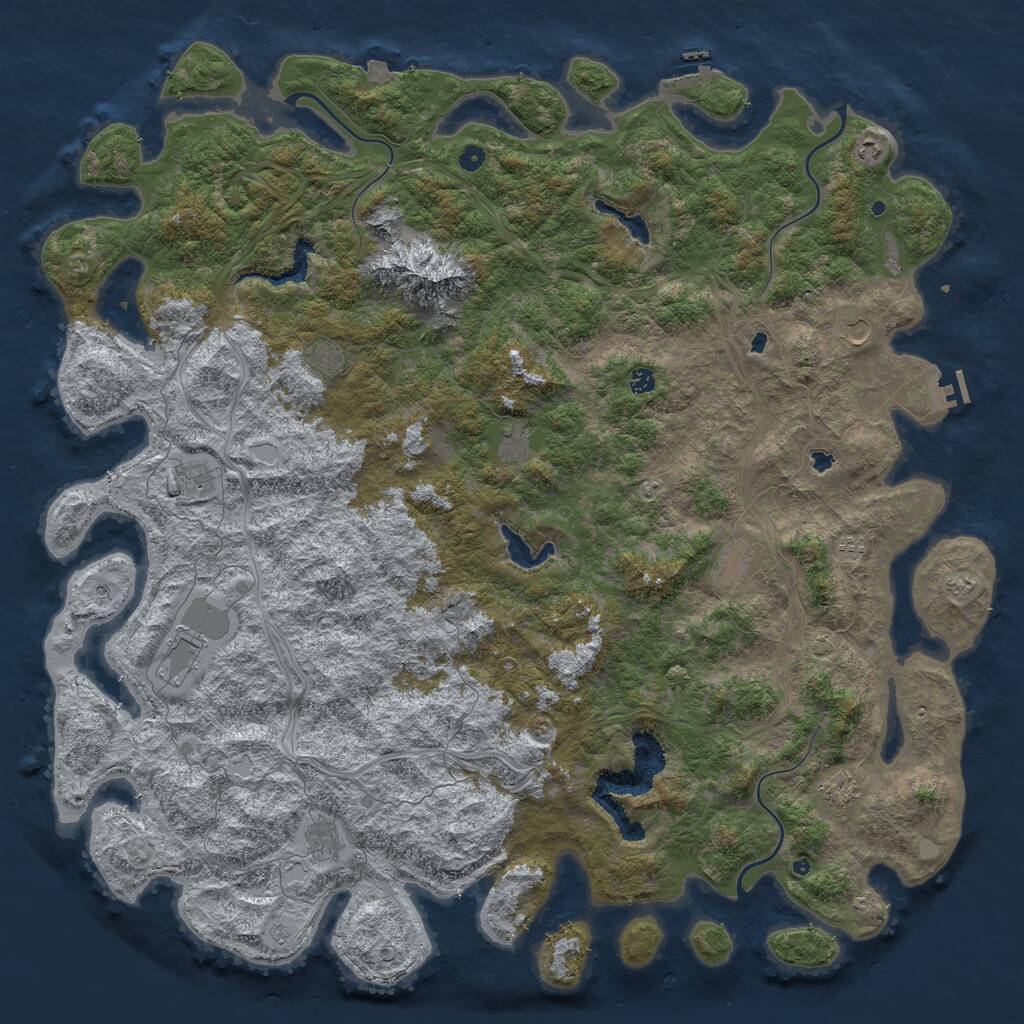 Rust Map: Procedural Map, Size: 6000, Seed: 1291402976, 17 Monuments