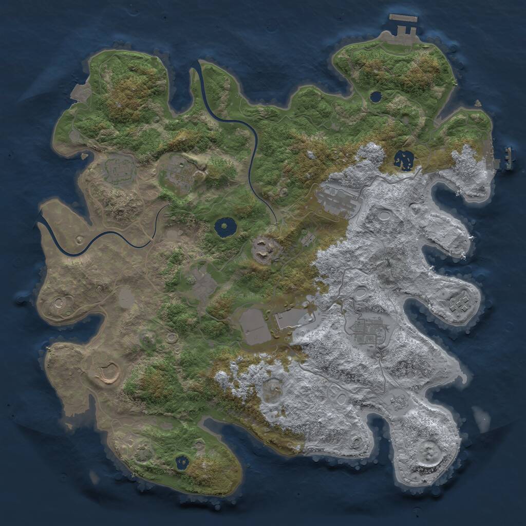 Rust Map: Procedural Map, Size: 3800, Seed: 10172024, 16 Monuments