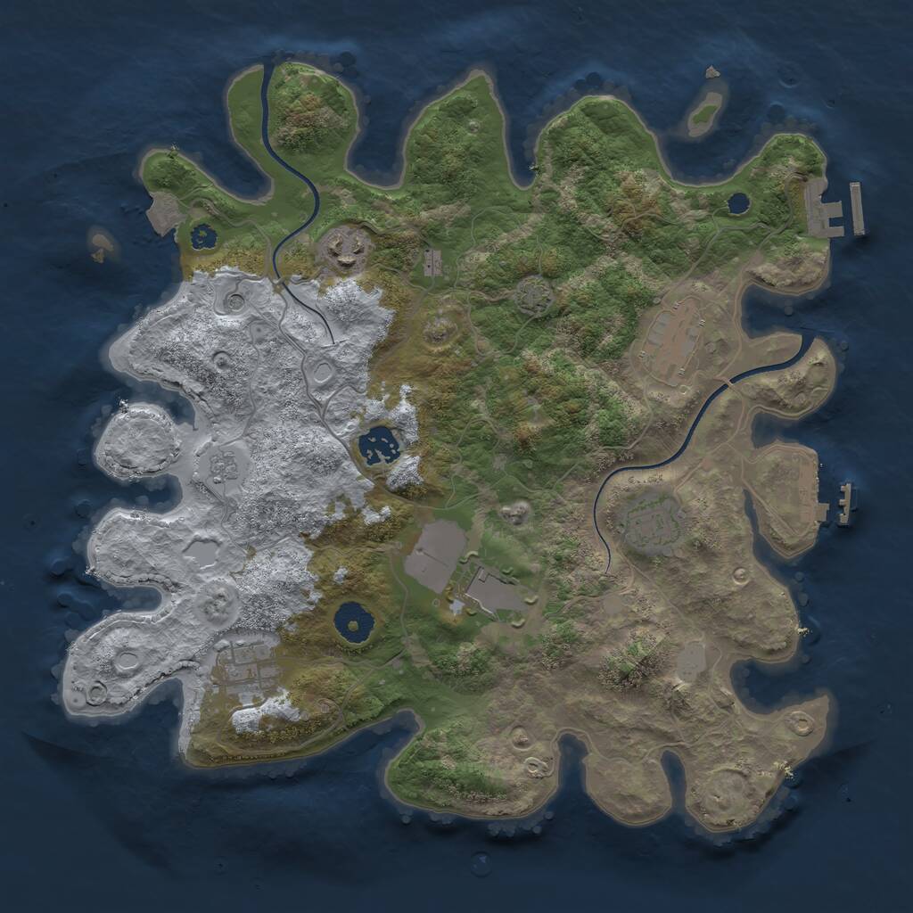 Rust Map: Procedural Map, Size: 3500, Seed: 155381225, 12 Monuments