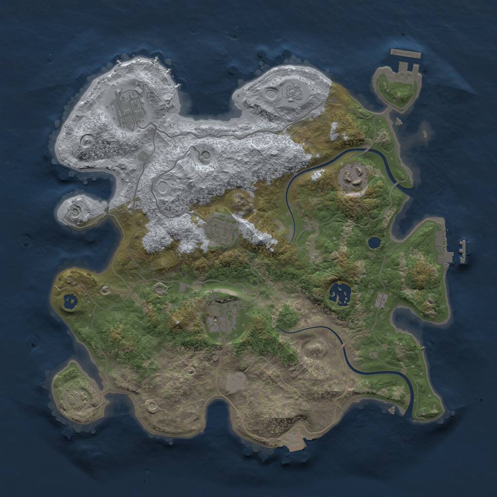 Rust Map: Procedural Map, Size: 3300, Seed: 775573591, 11 Monuments