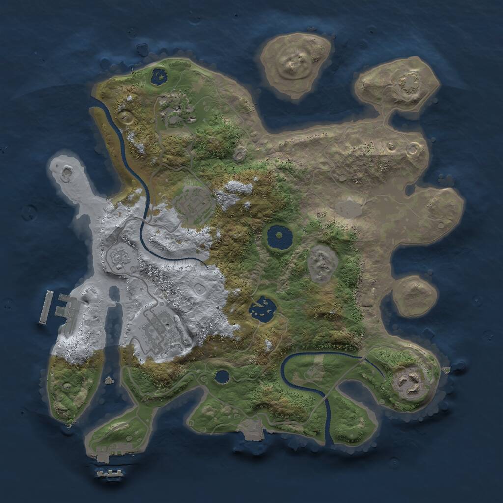 Rust Map: Procedural Map, Size: 3000, Seed: 42141, 10 Monuments