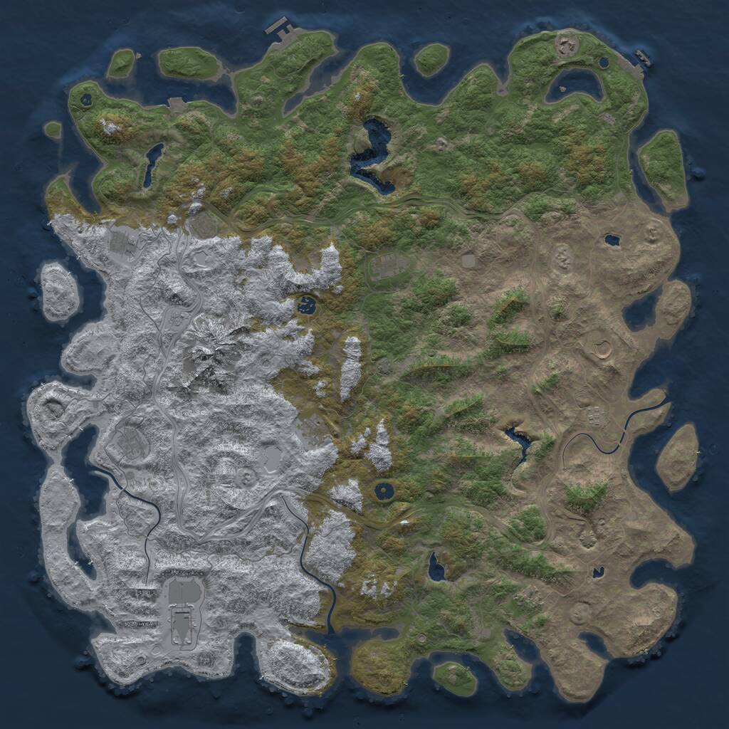 Rust Map: Procedural Map, Size: 6000, Seed: 2067910871, 17 Monuments