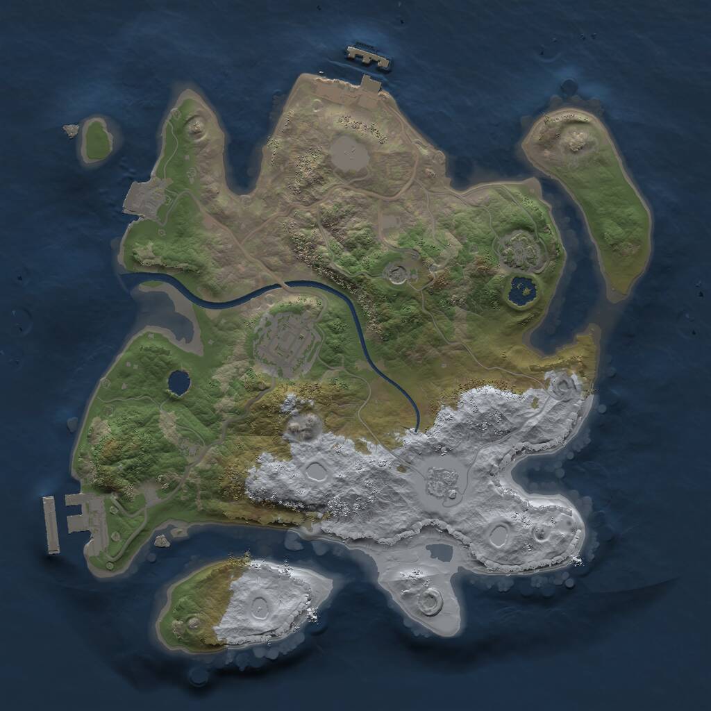 Rust Map: Procedural Map, Size: 2500, Seed: 1313433673, 7 Monuments