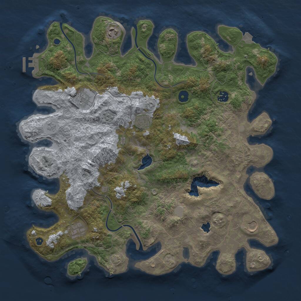 Rust Map: Procedural Map, Size: 4050, Seed: 156460924, 12 Monuments
