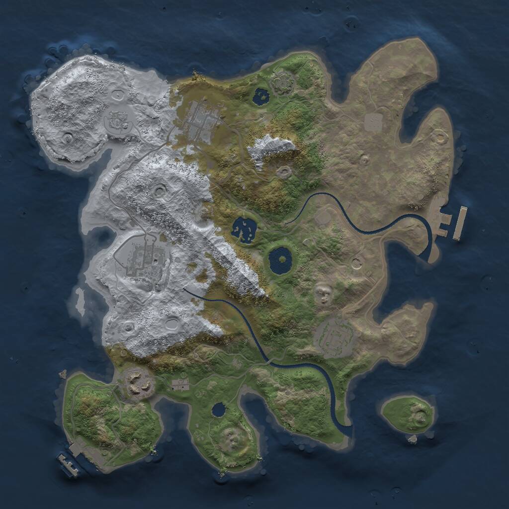 Rust Map: Procedural Map, Size: 3000, Seed: 37977, 11 Monuments