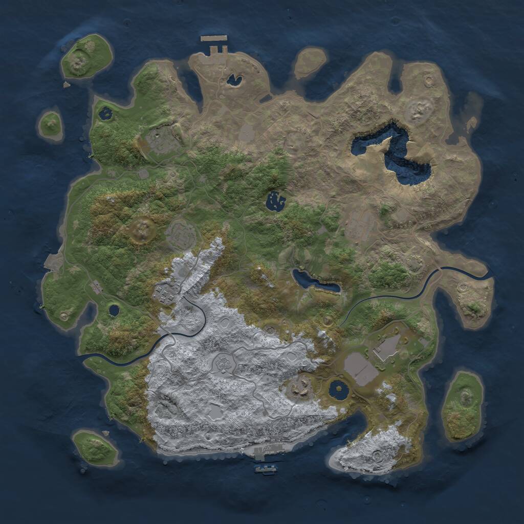 Rust Map: Procedural Map, Size: 4000, Seed: 123150073, 13 Monuments
