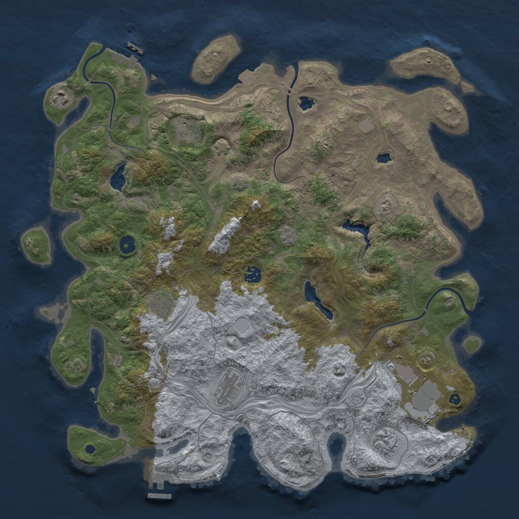 Rust Map: Procedural Map, Size: 4500, Seed: 50543, 14 Monuments