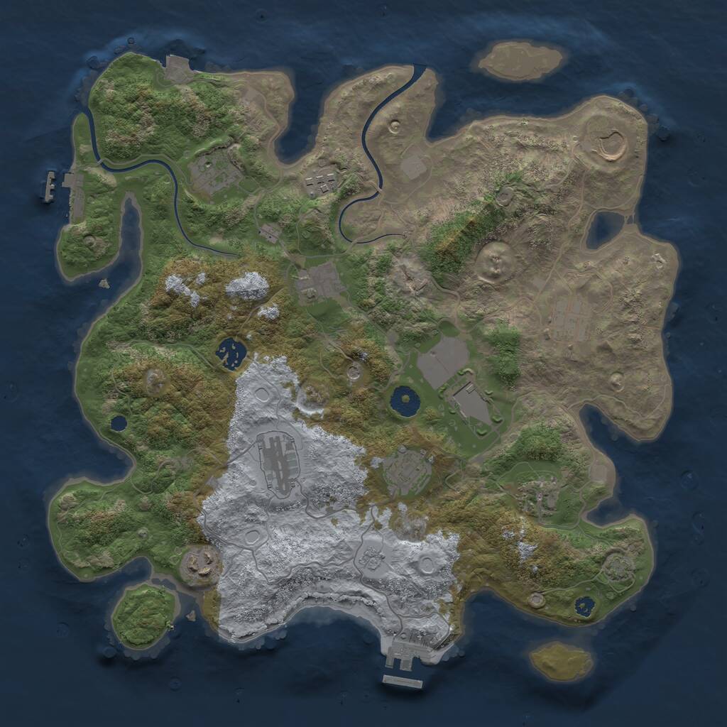 Rust Map: Procedural Map, Size: 3700, Seed: 733351135, 17 Monuments