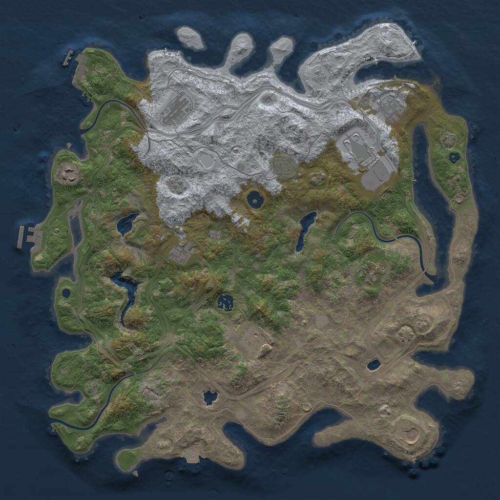 Rust Map: Procedural Map, Size: 4500, Seed: 1708288546, 17 Monuments