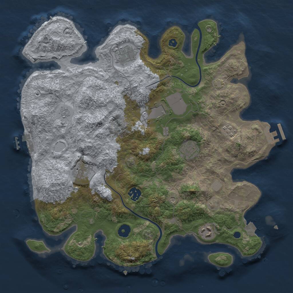 Rust Map: Procedural Map, Size: 3500, Seed: 201463237, 13 Monuments