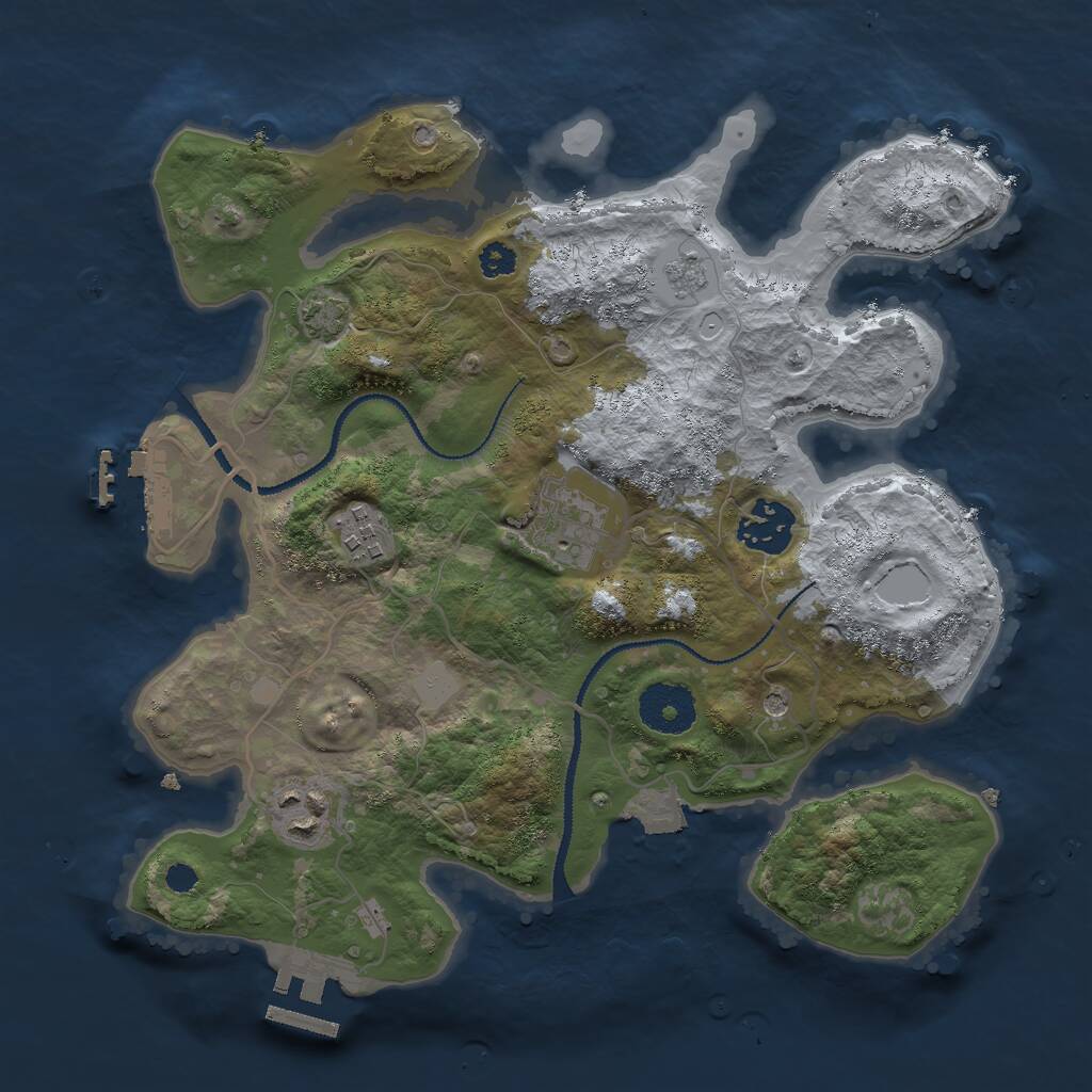 Rust Map: Procedural Map, Size: 3000, Seed: 855328400, 10 Monuments