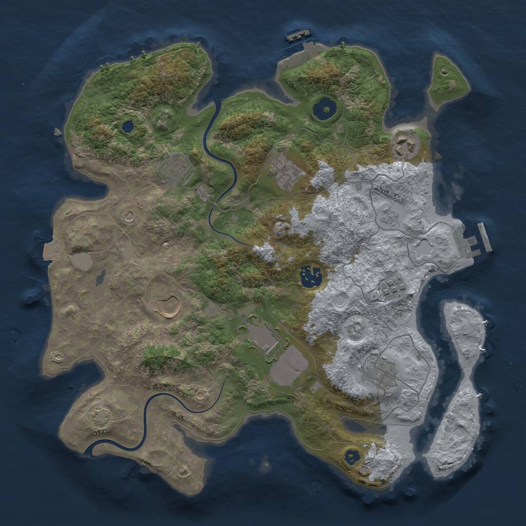 Rust Map: Procedural Map, Size: 3500, Seed: 54534999, 14 Monuments