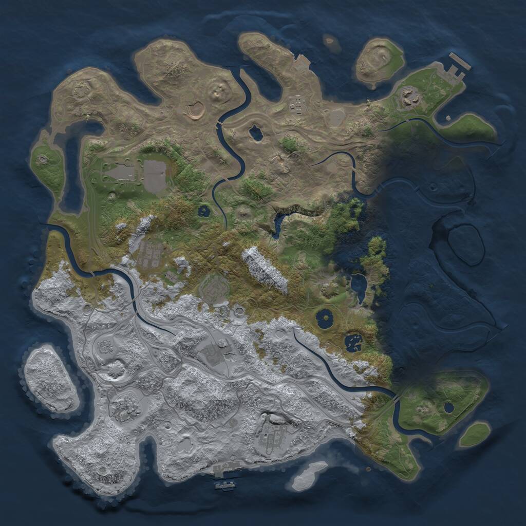 Rust Map: Procedural Map, Size: 4250, Seed: 689777, 16 Monuments
