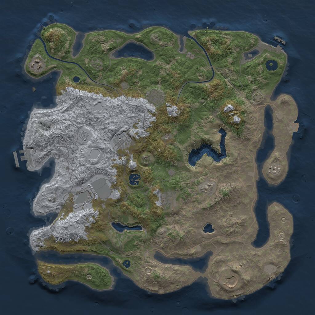 Rust Map: Procedural Map, Size: 4000, Seed: 214354, 14 Monuments