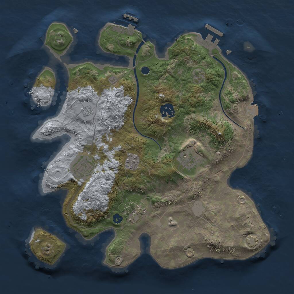 Rust Map: Procedural Map, Size: 3000, Seed: 2941, 10 Monuments