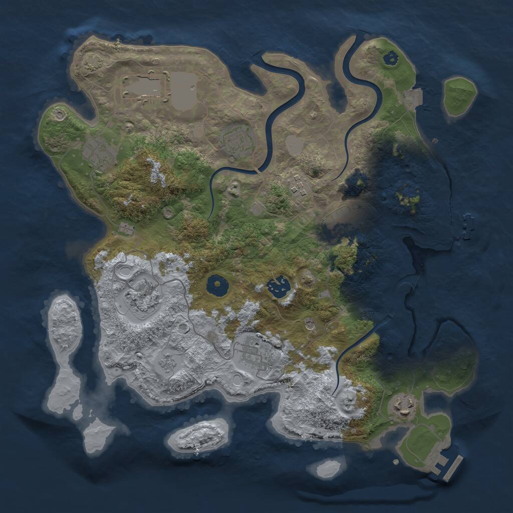 Rust Map: Procedural Map, Size: 3535, Seed: 23377488, 15 Monuments
