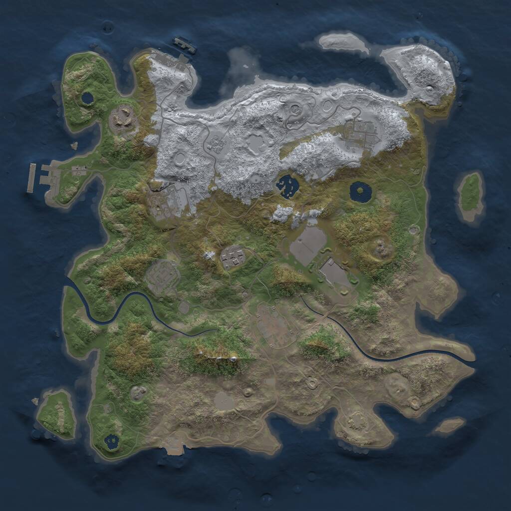 Rust Map: Procedural Map, Size: 3500, Seed: 493999862, 14 Monuments