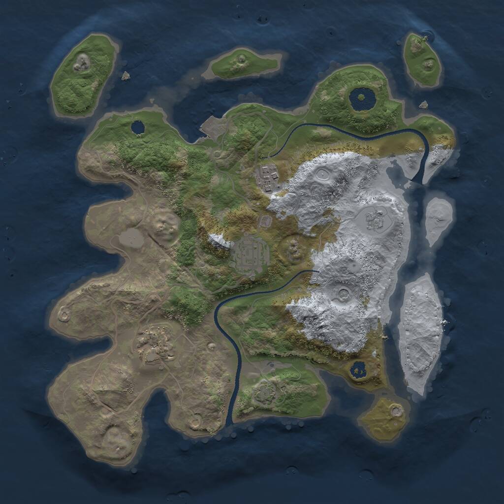 Rust Map: Procedural Map, Size: 3000, Seed: 3519624, 7 Monuments