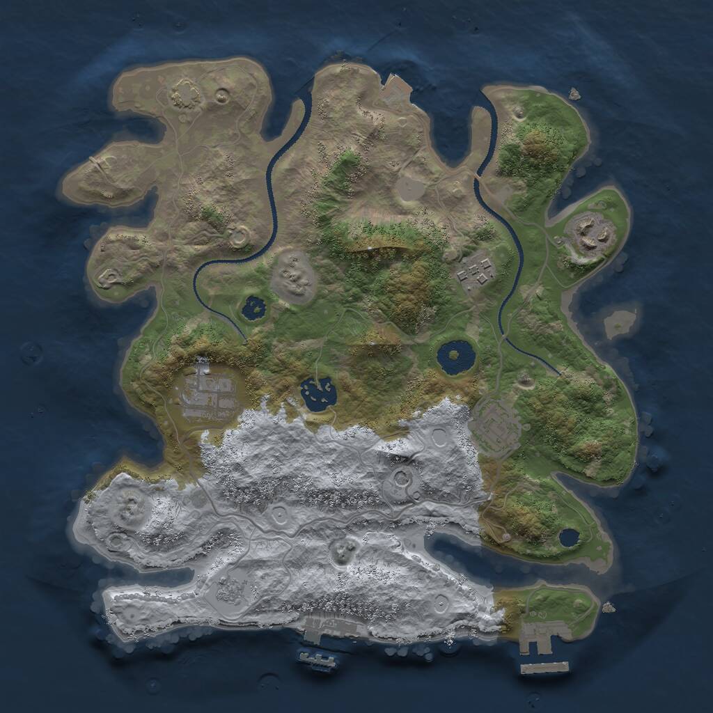 Rust Map: Procedural Map, Size: 3000, Seed: 572131432, 11 Monuments