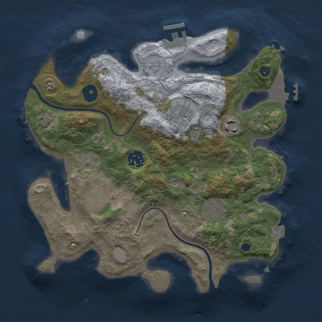 Rust Map: Procedural Map, Size: 3000, Seed: 1978466121, 11 Monuments