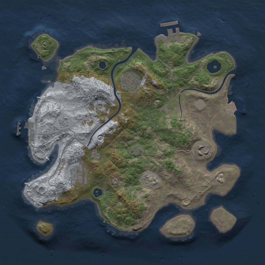 Rust Map: Procedural Map, Size: 3000, Seed: 14389, 9 Monuments