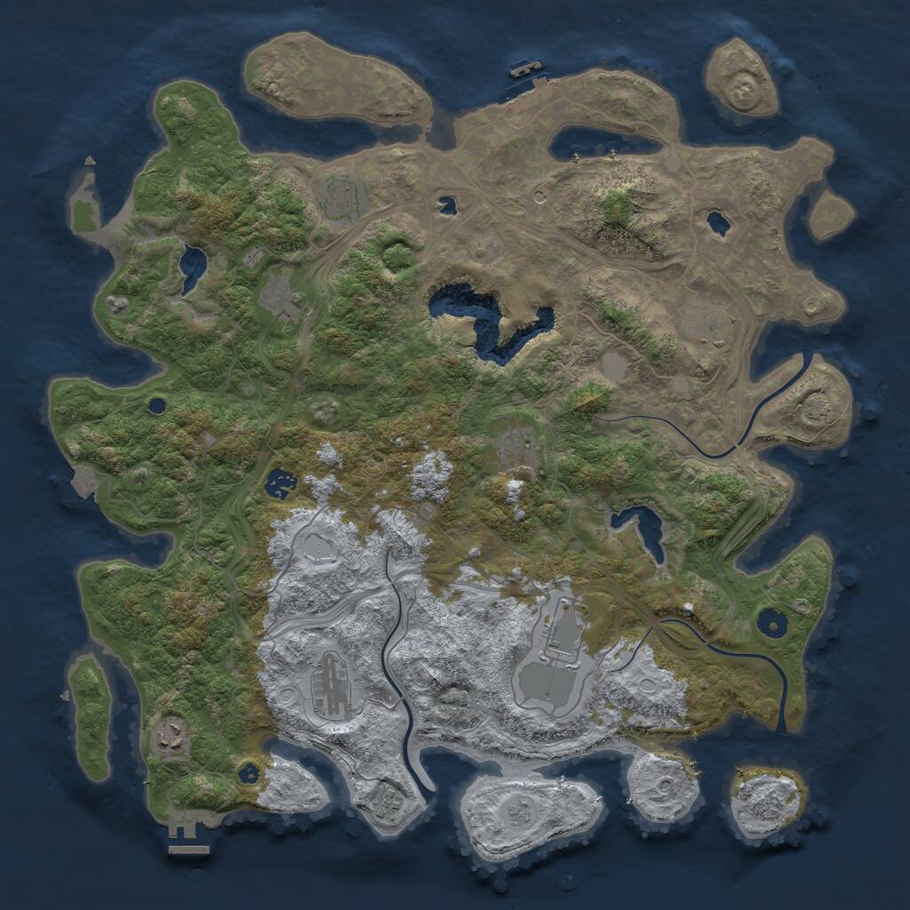 Rust Map: Procedural Map, Size: 4500, Seed: 833, 15 Monuments