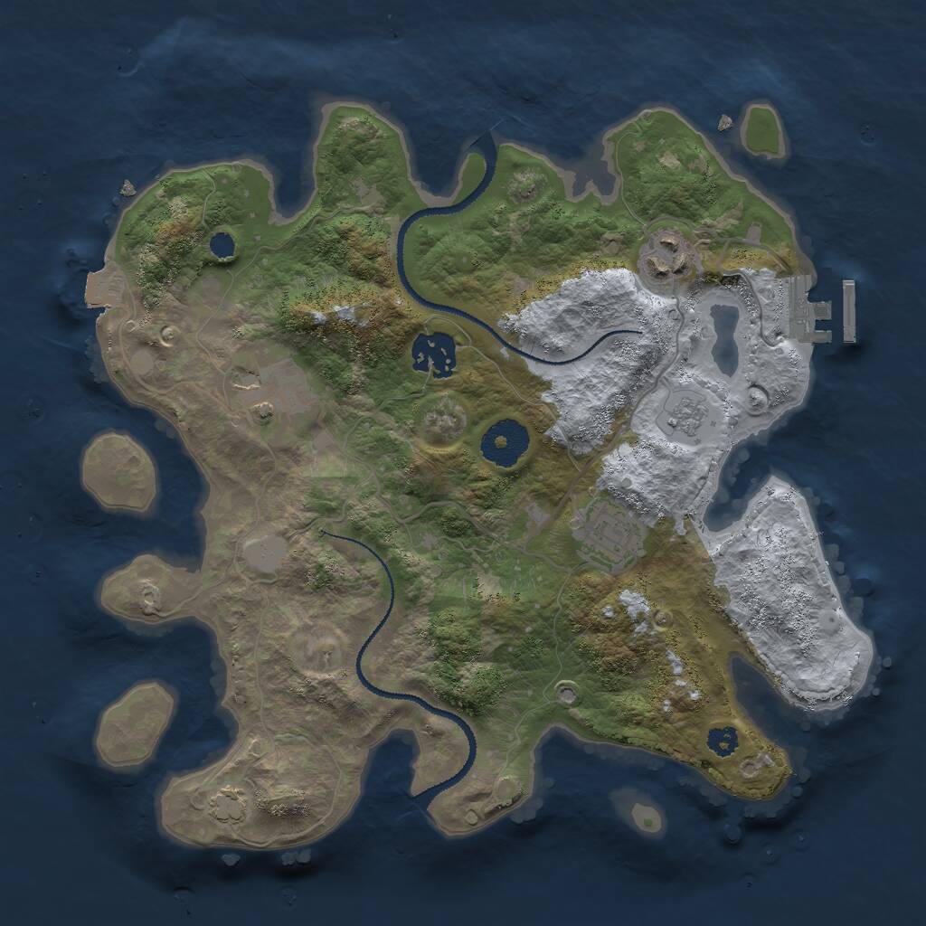 Rust Map: Procedural Map, Size: 3000, Seed: 1684990273, 8 Monuments