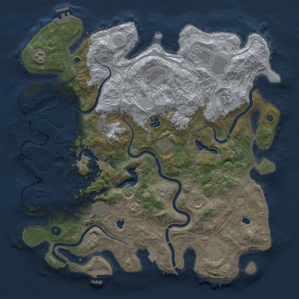 Rust Map: Procedural Map, Size: 4500, Seed: 39201154, 17 Monuments