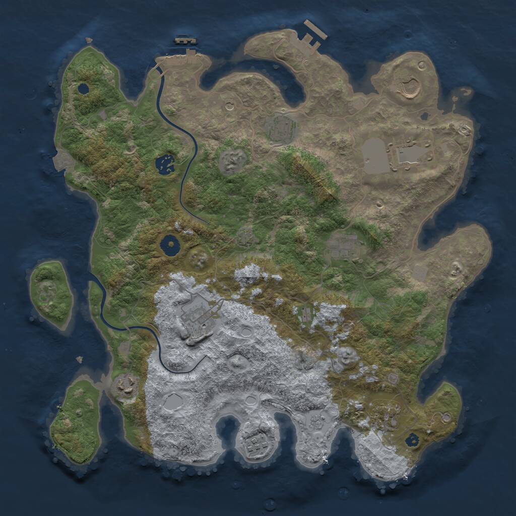 Rust Map: Procedural Map, Size: 3850, Seed: 733341135, 15 Monuments