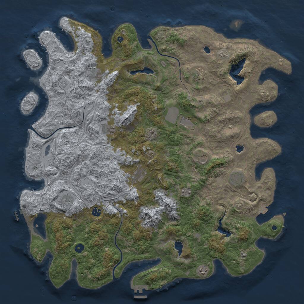 Rust Map: Procedural Map, Size: 5000, Seed: 673212966, 17 Monuments