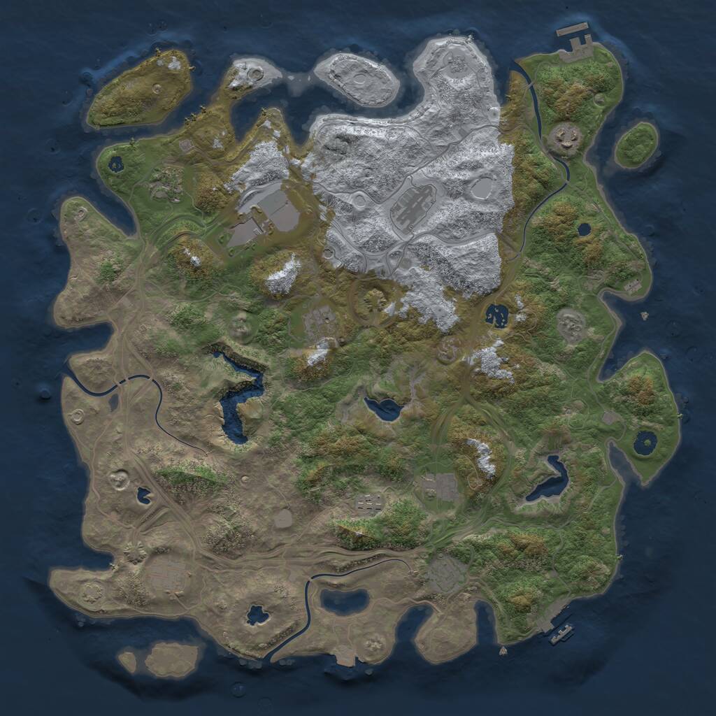 Rust Map: Procedural Map, Size: 4500, Seed: 390943203, 16 Monuments