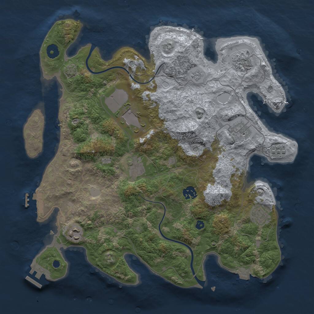 Rust Map: Procedural Map, Size: 3500, Seed: 1305904282, 14 Monuments