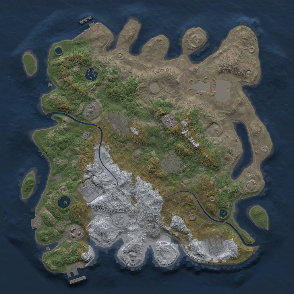 Rust Map: Procedural Map, Size: 3600, Seed: 420779041, 14 Monuments