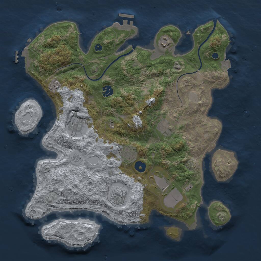 Rust Map: Procedural Map, Size: 3500, Seed: 1130834415, 14 Monuments